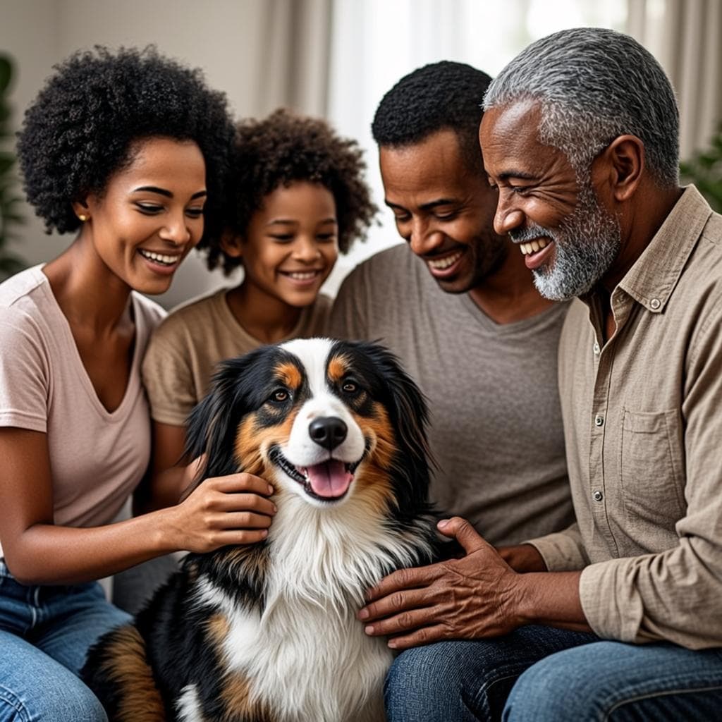 The Mokoena Family with their Biewer Terrier Bella