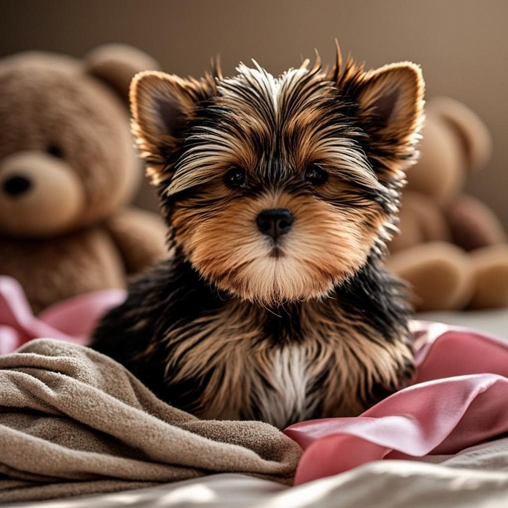 A puppy being gently held and introduced to new textures